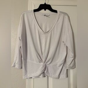 Athleta Soft White Twist Front Long Sleeve Tee